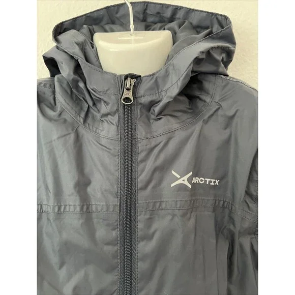 Arctix Kids Stream Rain Jacket Windbreaker HoodedWater Weatherproof Unisex Grey - Picture 4 of 16